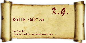 Kulik Géza névjegykártya
